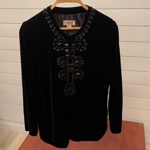 Black long sleeve Talbot top with decorations
